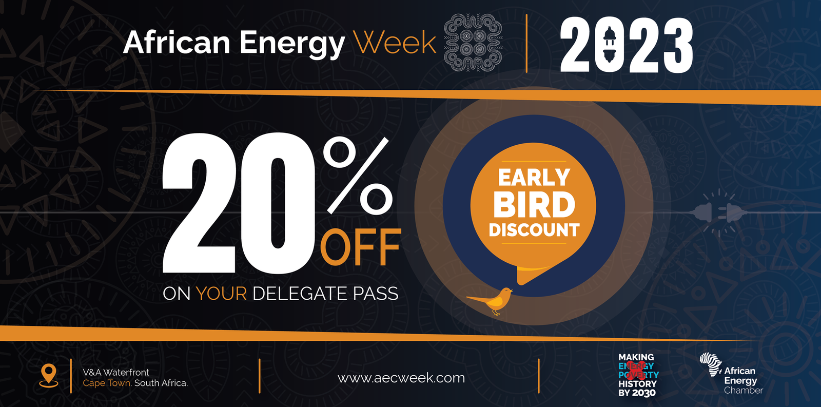 Get 20 % off your African Energy Week 2023 Delegate Pass Now