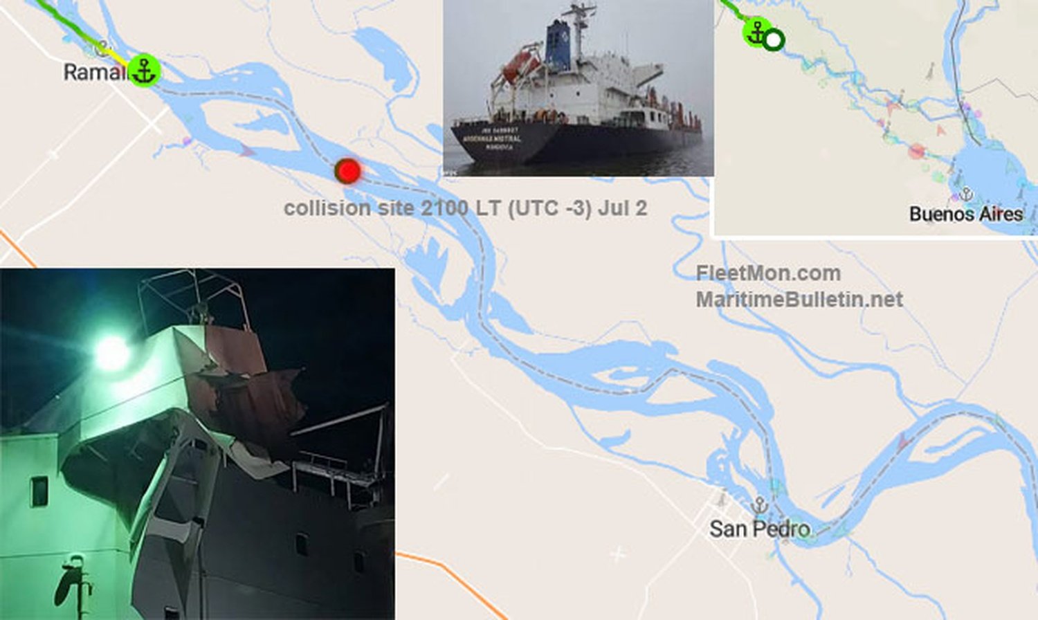 MARITIME: How Bulk carrier collided with a general cargo ship off Ramallo
