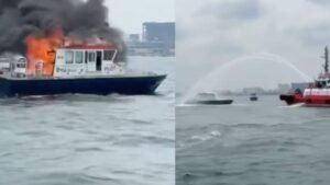 Singapore Pilot boat catches fire